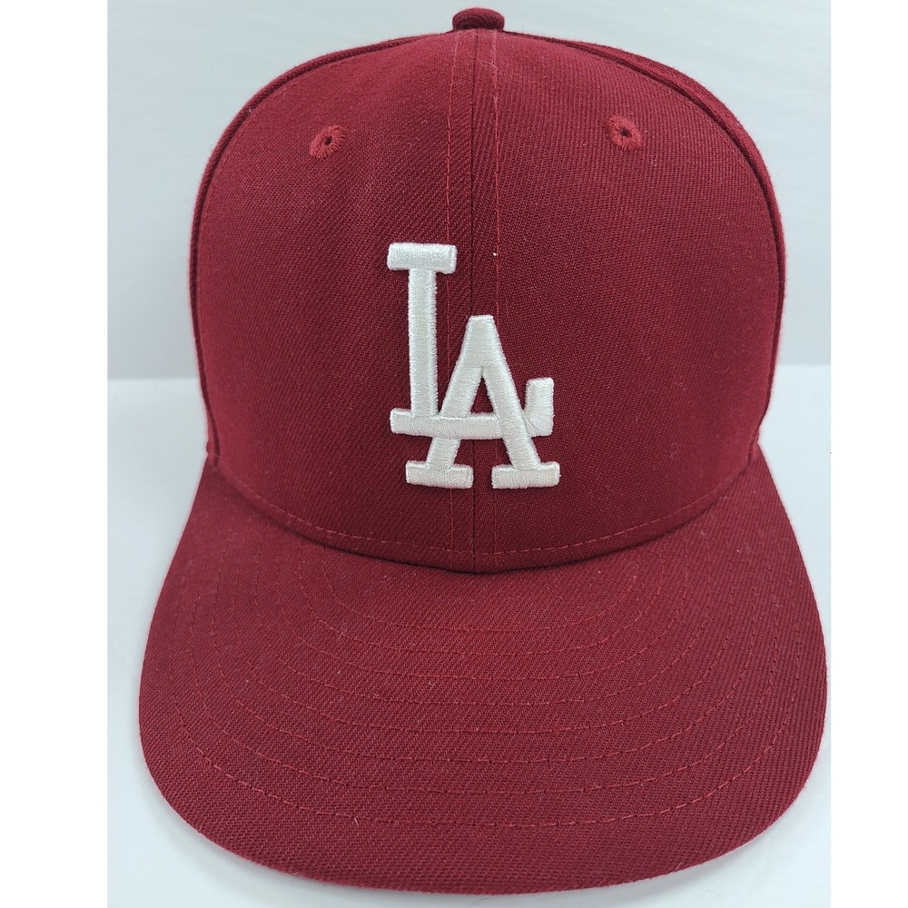 New Era 59FIFTY Los Angeles Dodgers Fitted Hat Size 7 Red Cap Baseball Team MLB